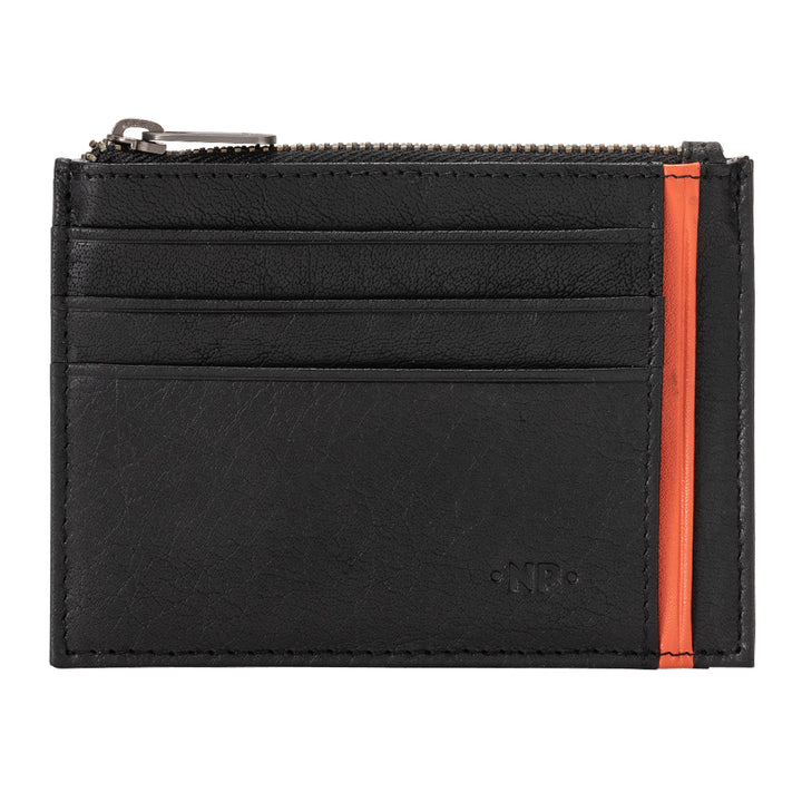 Nuvola læderposeholder kort Lomme Slim Slim Men's Leather med Zip Portamonete Zip