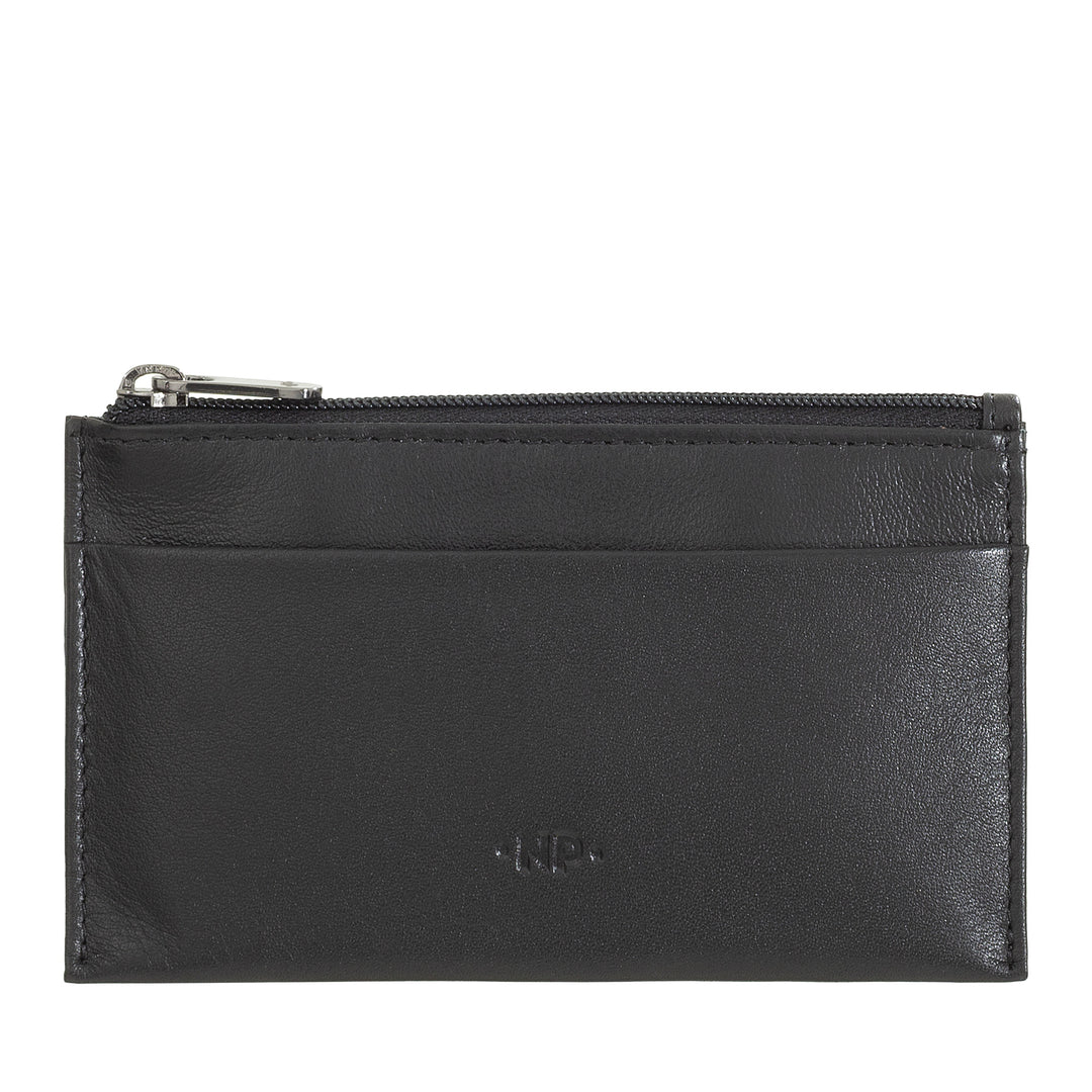 Cloud Leather Keychain and Coin Wallet in Genuine Leather Nappa Sache Case with Zip and 2 Key Rings