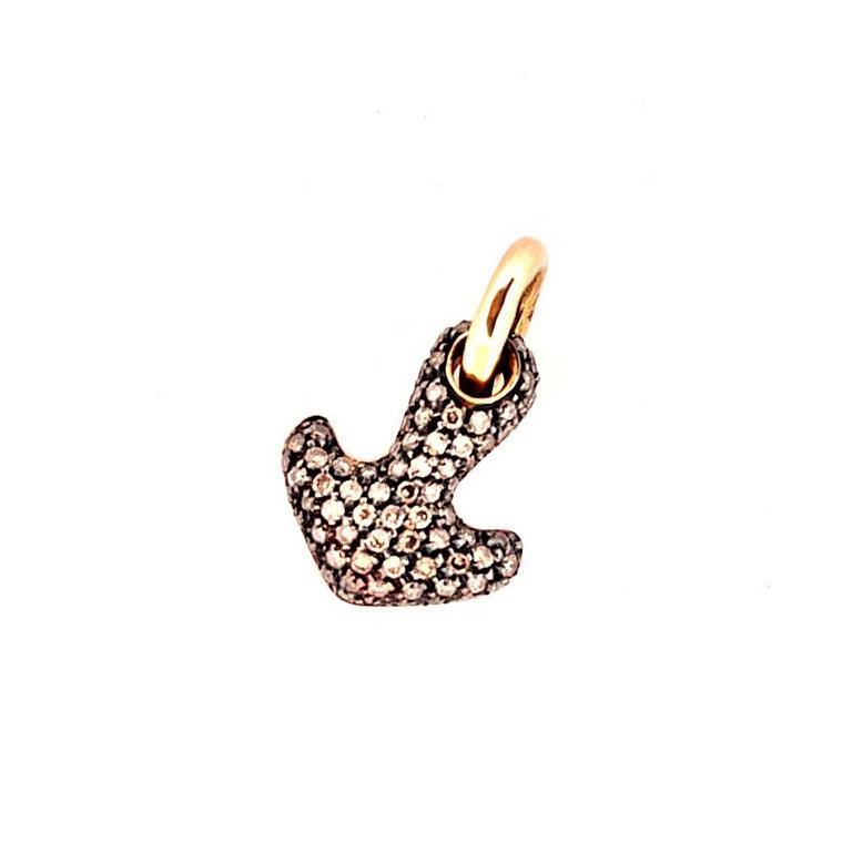 Capodagli charm ciondolo Ancora oro rosa 18kt brillanti brown 0098GI - Capodagli 1937