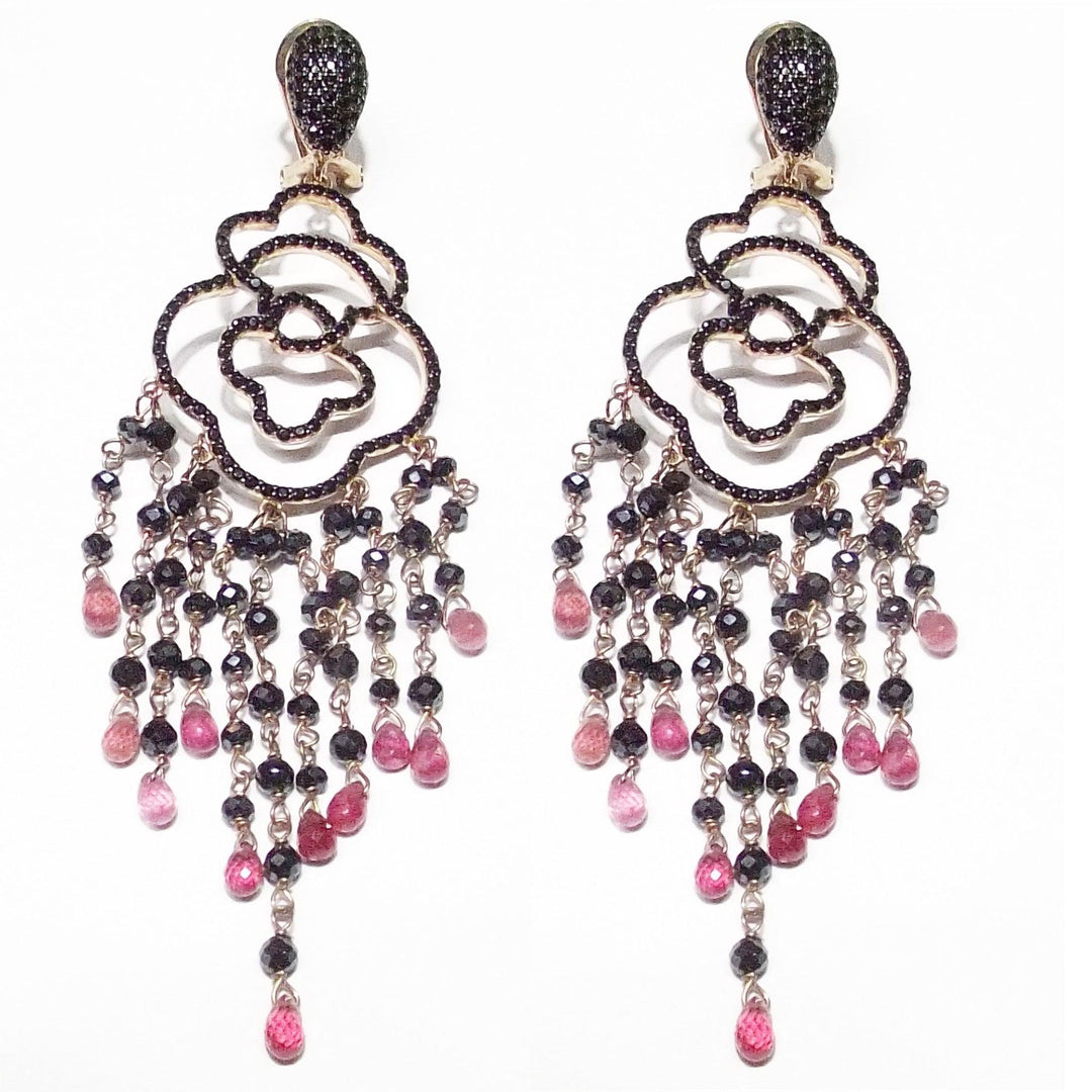 Crisor orecchini pendenti argento 925 finitura PVD oro rosa spinello tormalina OR 01 - Capodagli 1937