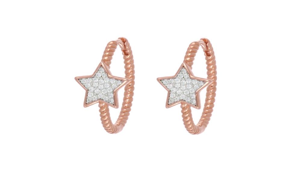 Cuori Milano orecchini a cerchio Falling star Spiga Collection argento 925 finitura PVD oro rosa 24917179 - Capodagli 1937