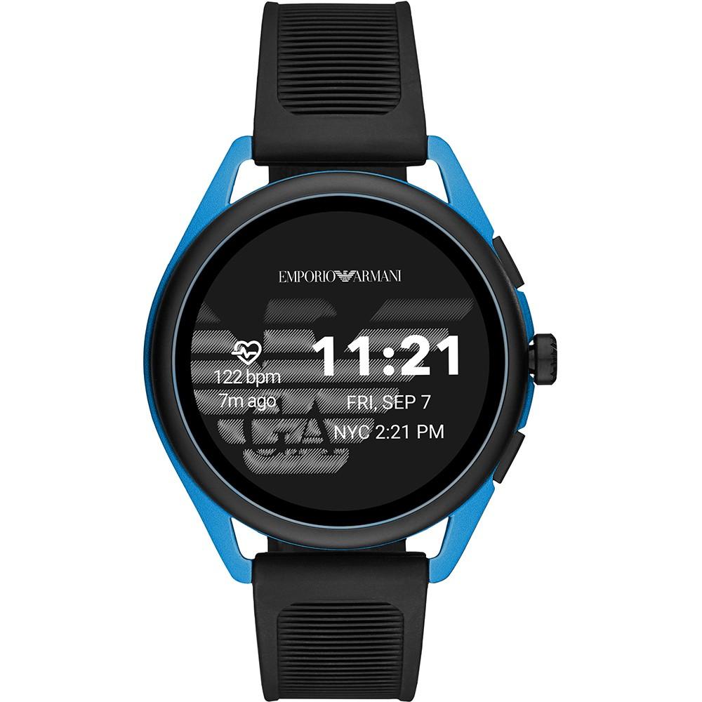 Emporio Armani Connected orologio smartwatch Matteo Gen 5 alluminio blu silicone nero ART5024 - Gioielleria Capodagli