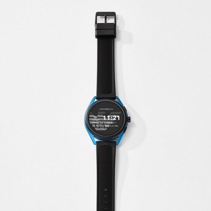 Emporio Armani Connected orologio smartwatch Matteo Gen 5 alluminio blu silicone nero ART5024 - Gioielleria Capodagli