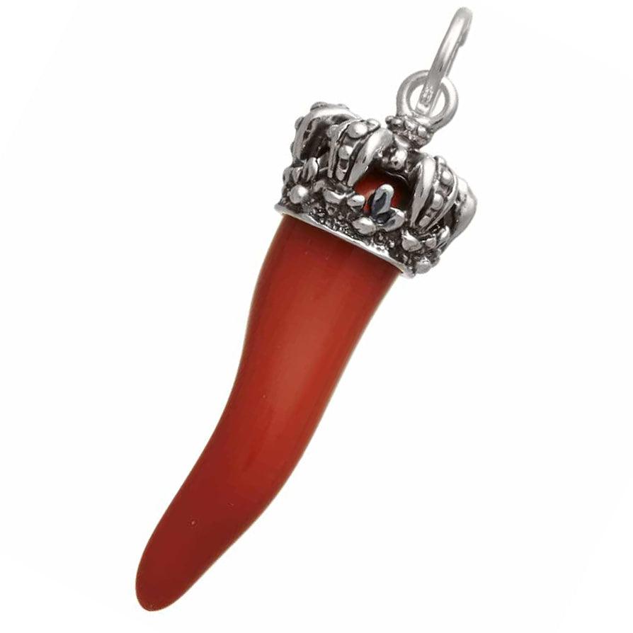 Giovanni Raspini ciondolo Corno rosso Corona grande argento 925 10989 - Capodagli 1937