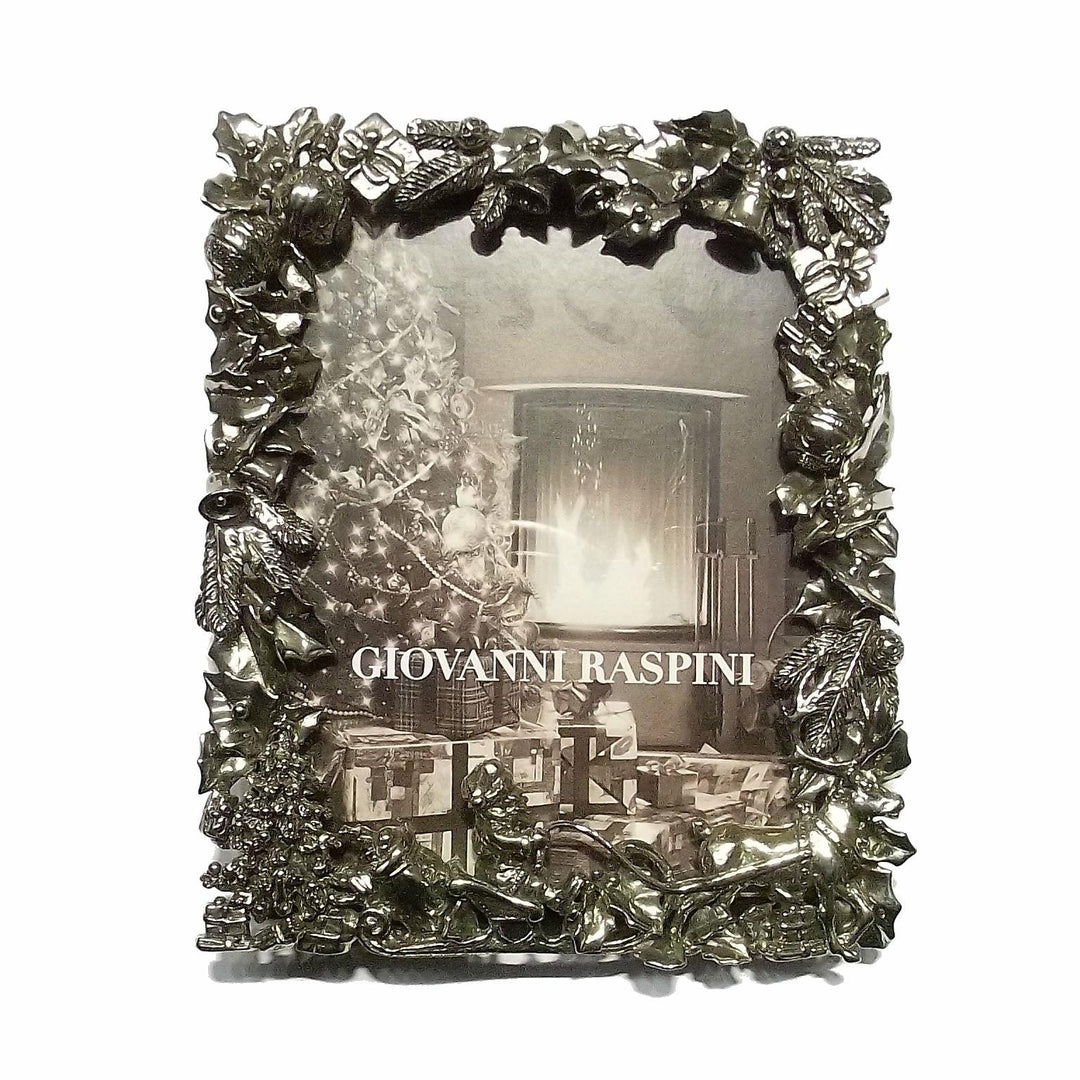 Giovanni Raspini cornice Natale foto 9x11cm bronzo bianco B0197 - Capodagli 1937