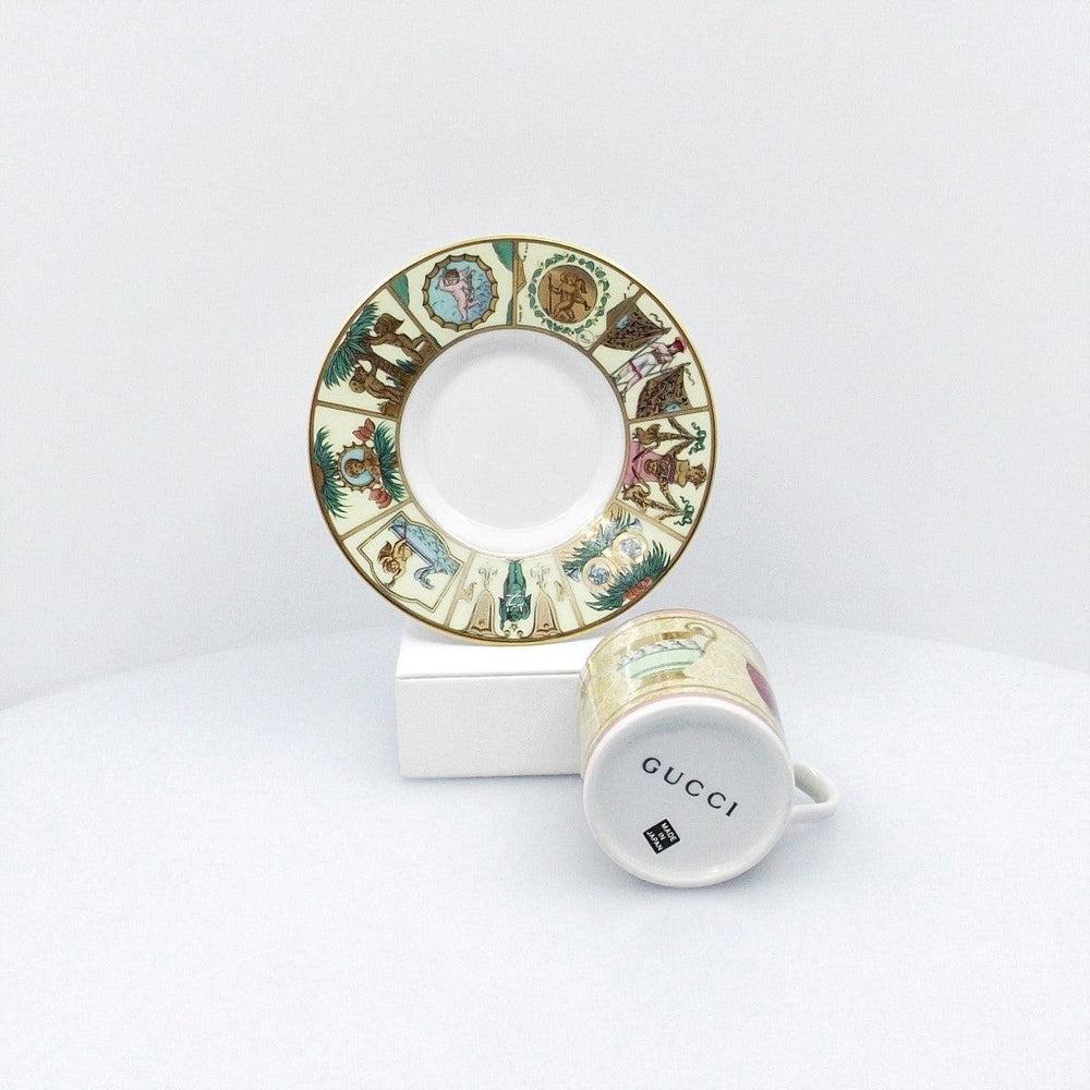Gucci 1 tazzina da caffè porcellana decorata con finiture oro A-0559-A - Gioielleria Capodagli