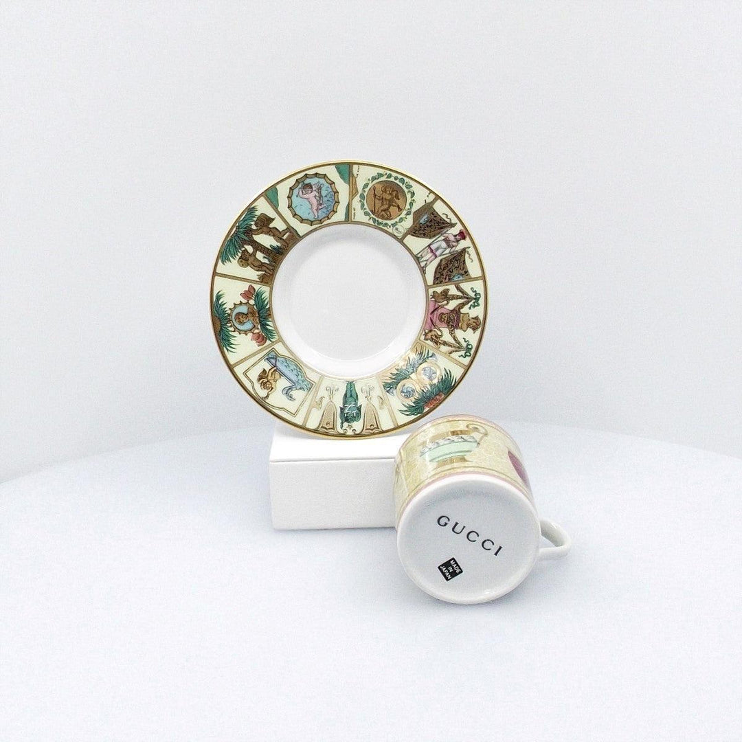Gucci 1 tazzina da caffè porcellana decorata con finiture oro A-0559-A - Gioielleria Capodagli