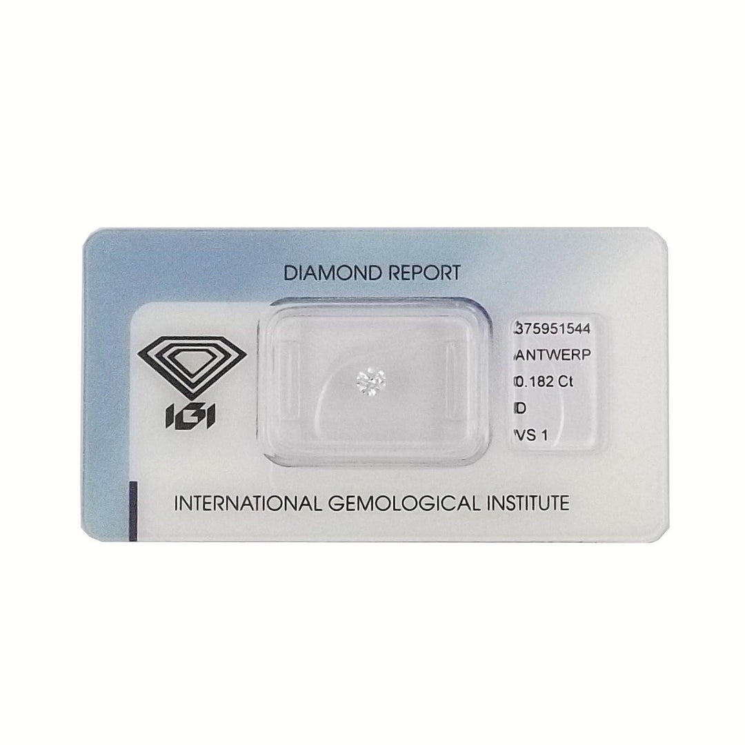 IGI diamante in blister certificato taglio brillante 0,182ct colore D purezza VS 1 - Capodagli 1937