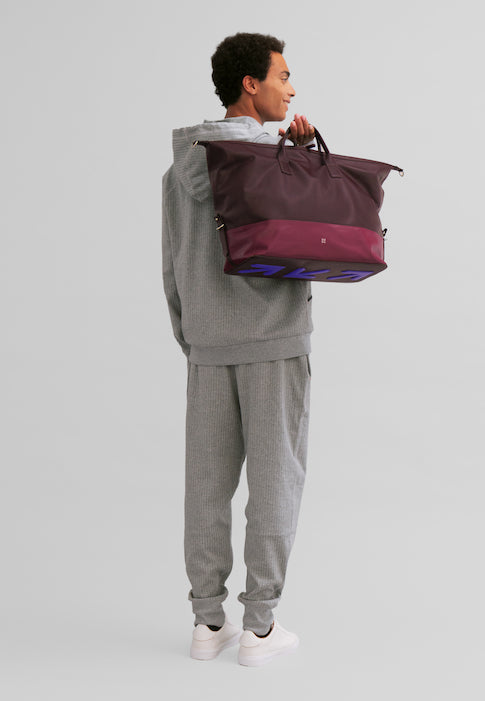 DuDu Rejsetaske mænd i læderkvinde, weekendpose med to håndtag, håndbagage eller skulderrem 28 liter med lynlås