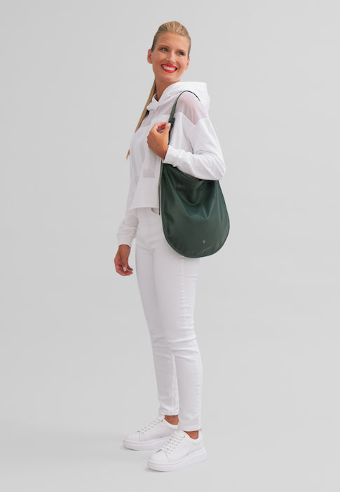 DuDu Blød læder kvinde skulder taske, hobble taske med lynlås, stor justerbar farvet stor justerbar skulderpose