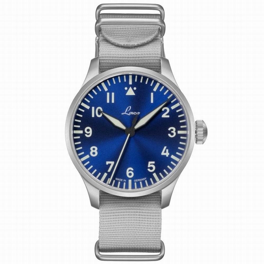 Laco 1925 orologio Pilot Watches Basic Augsburg Blaue Stunde 42 42mm blu automatico acciaio 862100 - Gioielleria Capodagli