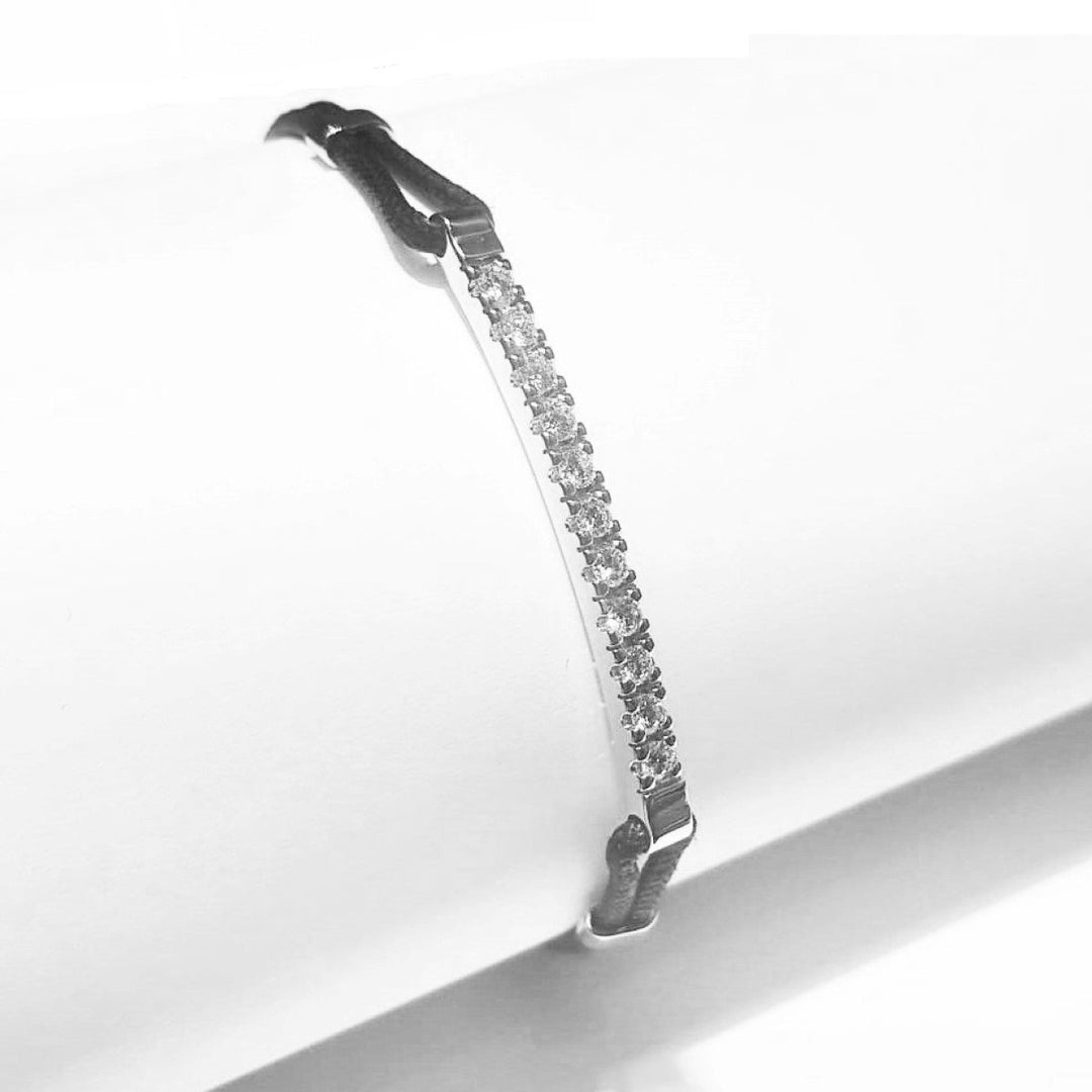 Lenti bracciale pelle e oro bianco 18kt con diamanti 0,516ct colore G purezza VS 0059BR* - Gioielleria Capodagli