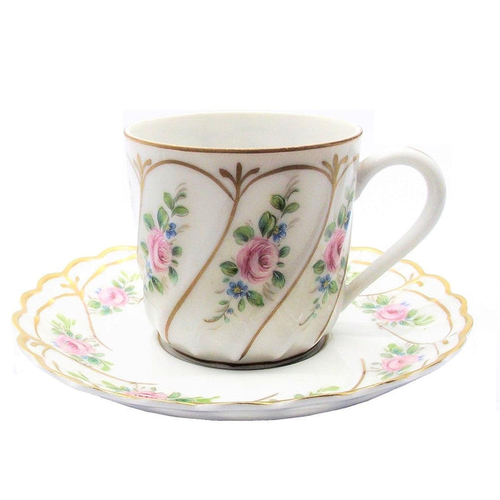 Limoges France set 3 tazzine da caffè con vassoio dipinto a mano A-0353 - Gioielleria Capodagli