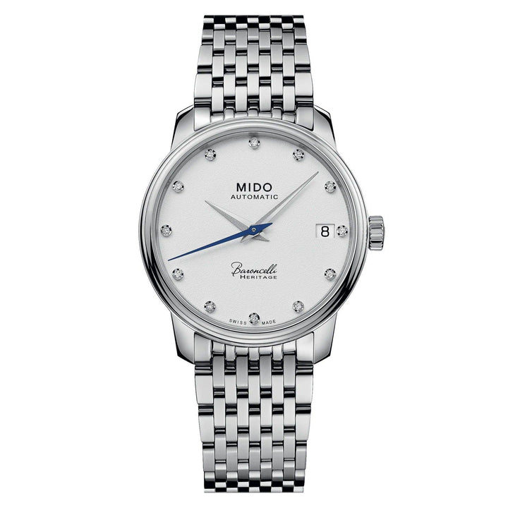 Mido klocka Baroncelli Heritage Lady 33mm vit automatisk stål M027.207.11.016.00 - Capodagli 1937