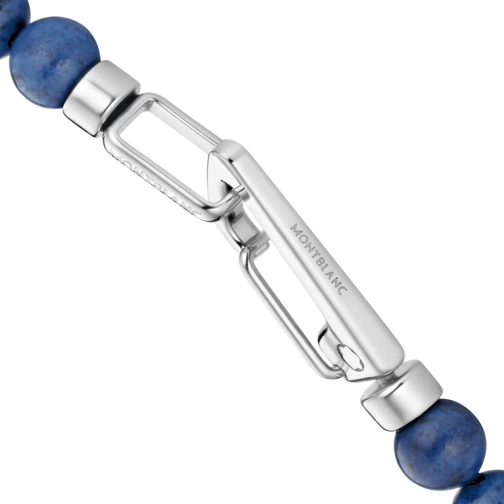 Montblanc bracciale Wrap Me con sfere in sodalite e chiusura a moschettone in acciaio misura S 12584960 - Gioielleria Capodagli