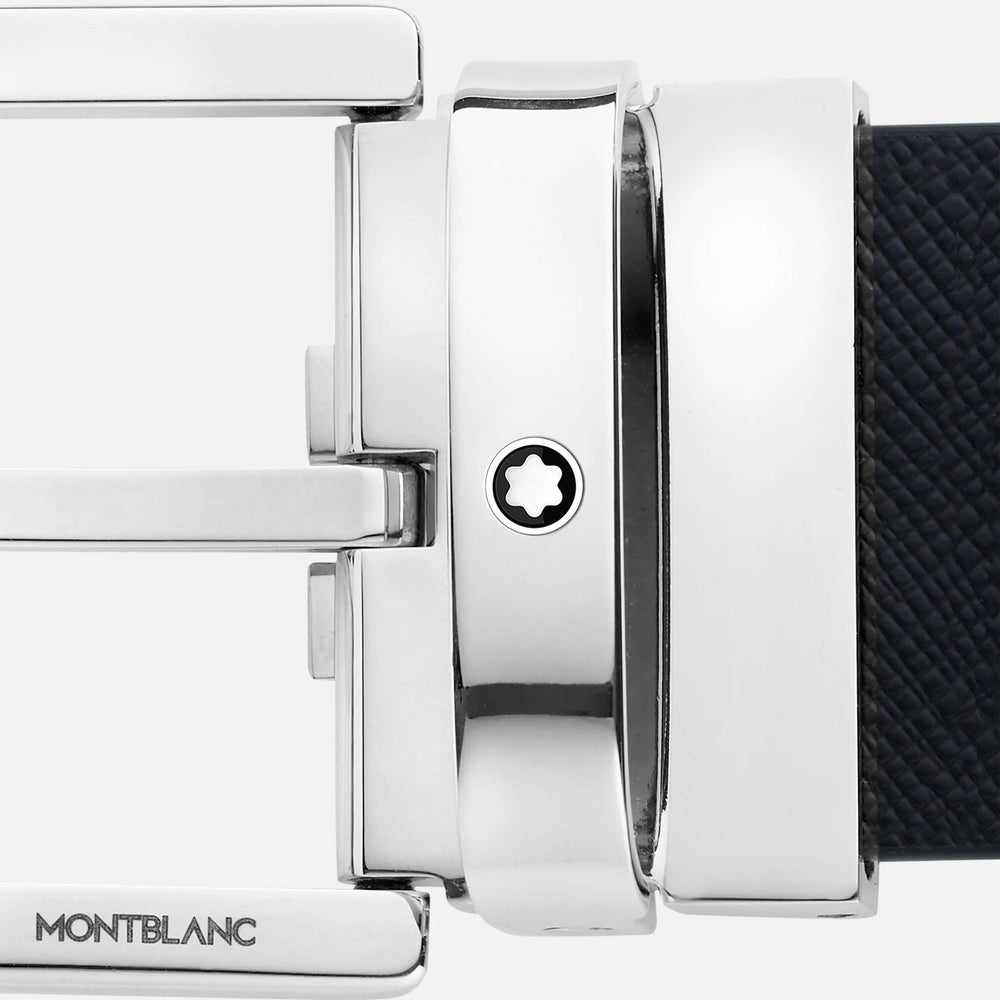 Montblanc cintura 35mm fibbia a ferro di cavallo pelle reversibile Sartorial nera/mosto 131176 - Capodagli 1937