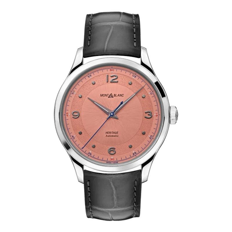 Montblanc orologio uomo Heritage Automatic 40mm acciaio salmone alligatore grigio 119944 - Gioielleria Capodagli
