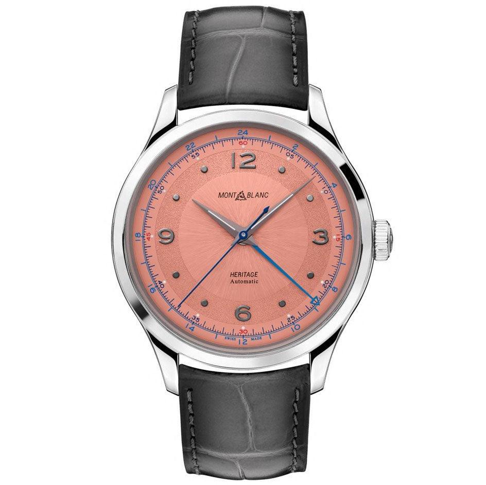 Montblanc orologio uomo Heritage GMT 40mm automatico salmone alligatore grigio 119950 - Capodagli 1937