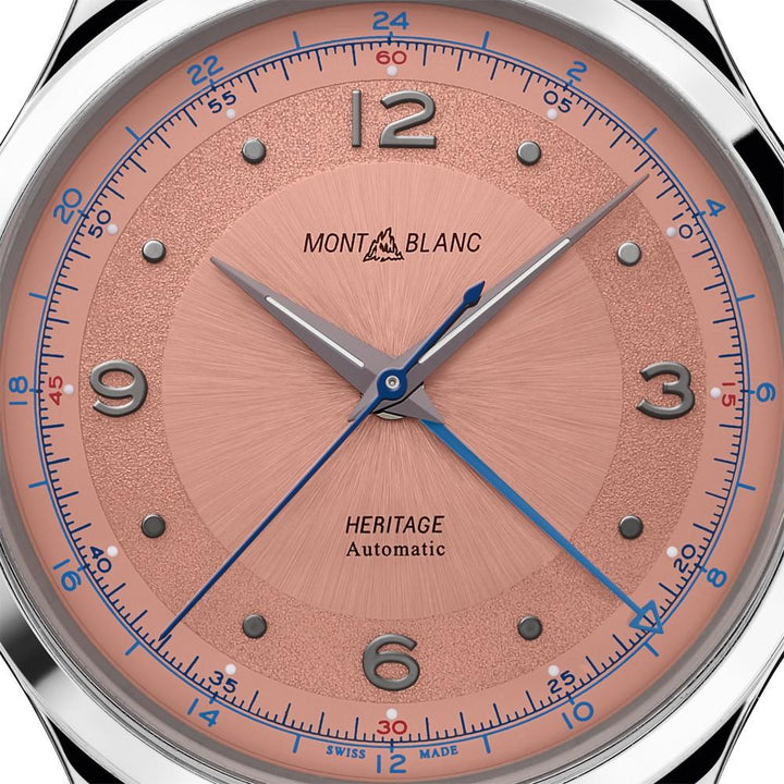 Montblanc orologio uomo Heritage GMT 40mm automatico salmone alligatore grigio 119950 - Gioielleria Capodagli
