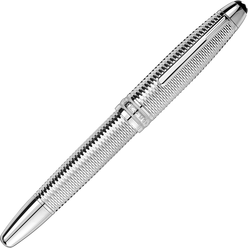 Montblanc stilografica Meisterstück Geometry Solitaire LeGrand punta M finitura platino colore argento 118097 - Capodagli 1937