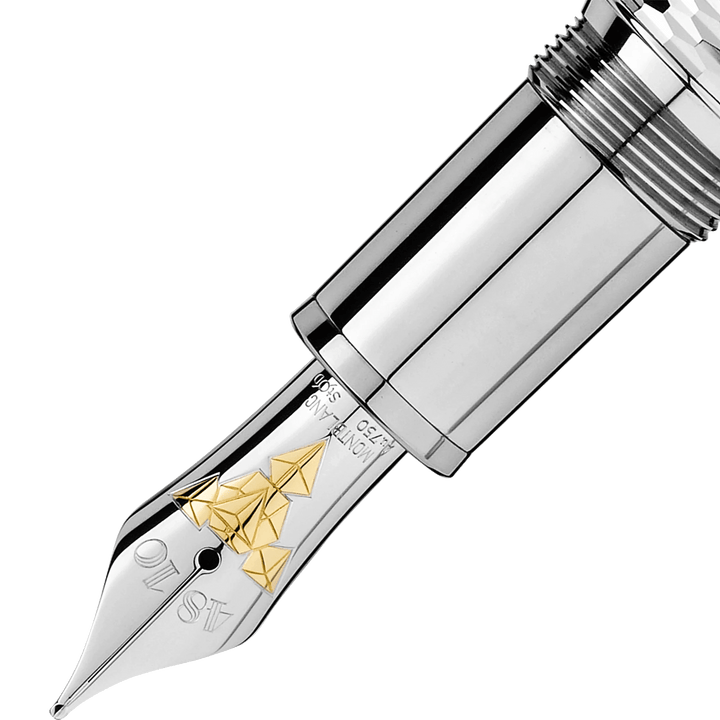 Montblanc stilografica Meisterstück Geometry Solitaire LeGrand punta M finitura platino colore argento 118097 - Capodagli 1937