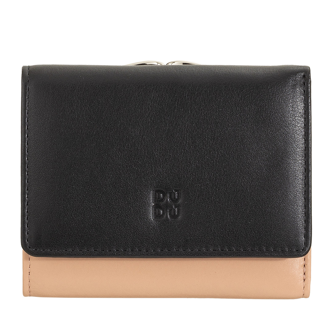 DuDu Små kvinders tegnebog i RFID -læderlæder med kompakt håndværksholder 8 -kort