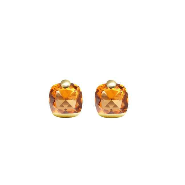 Pitti e Sisi orecchini a lobo Rainbow argento 925 finitura PVD oro giallo quarzo cognac OR 9591G/087 - Capodagli 1937