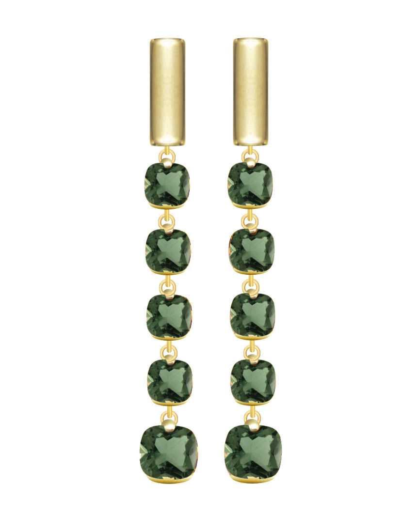 Pitti e Sisi orecchini Rainbow argento 925 finitura PVD oro giallo quarzo verde OR 9597G/069 - Capodagli 1937