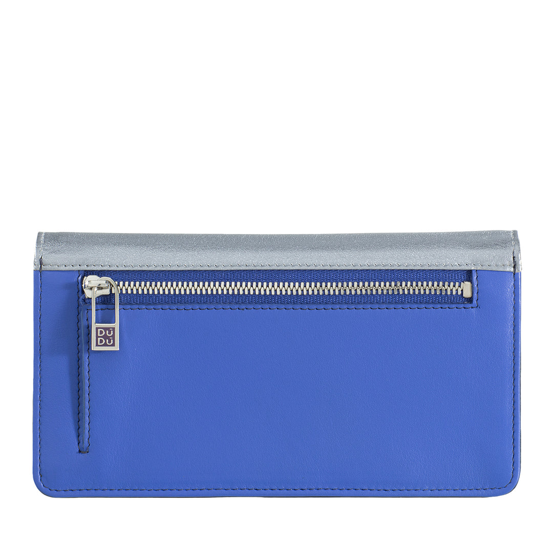 DuDu Lange lange kvinders tegnebog i lyserødt læder metallisk læder med multi-slot taskeholder og kort
