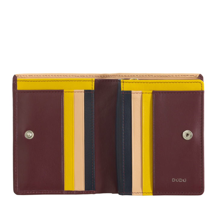 DuDu Små kvinders tegnebog af farverig læderholder indehaver og fliser med lynlåsholder og knap