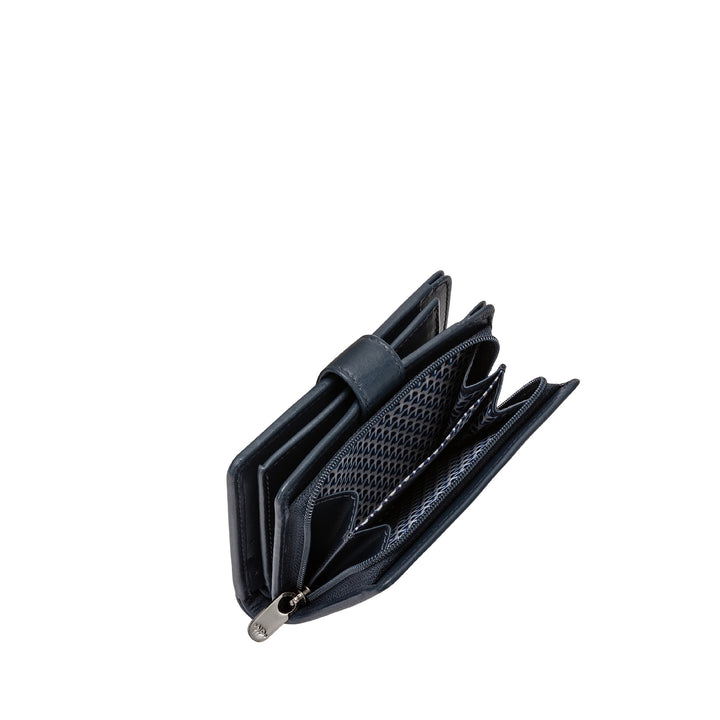 Små kvinders tegnebog læder nuvola med læder zipholder med knap lukning og 11 kortlommer