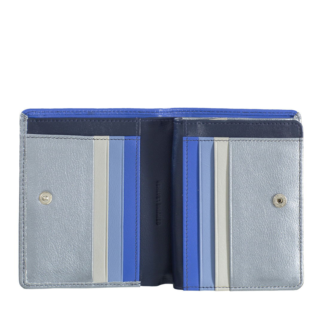 DuDu Small Women's Wallet in Anti-RFID BIFOLD-læder med Zip Holder og 7 kort Holder Slots