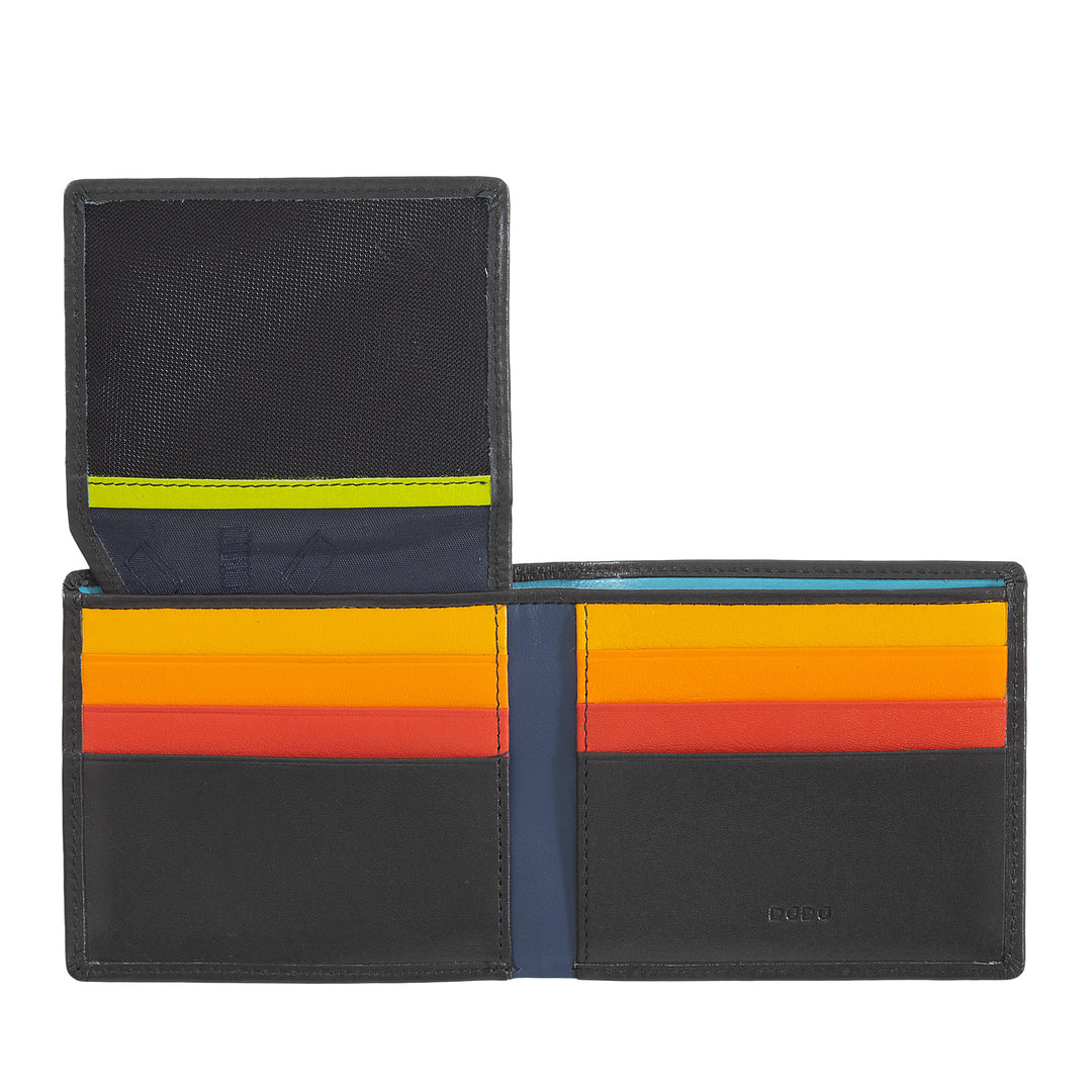 DuDu Lille RFID -mænds portefølje i flerfarvet læderflisekort