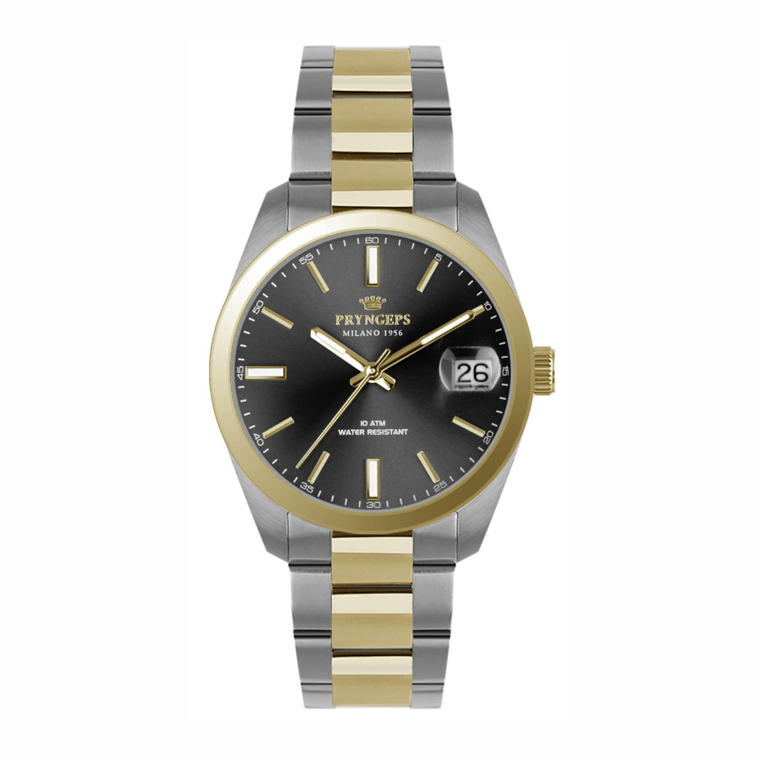 Pryngeps orologio Torino 33mm fumè quarzo acciaio finitura PVD oro giallo A1072/B FU - Capodagli 1937