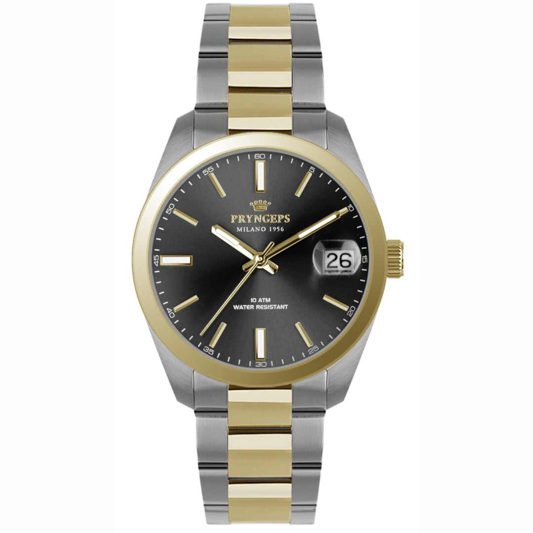 Pryngeps orologio Torino 39mm fumè quarzo acciaio finitura PVD oro giallo A1071/B FU - Capodagli 1937