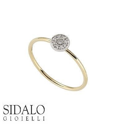 Sidalo anello Tondino oro bianco e giallo 18kt 1,20g diamanti 0,05ct colore G purezza VS1 0345A - Gioielleria Capodagli