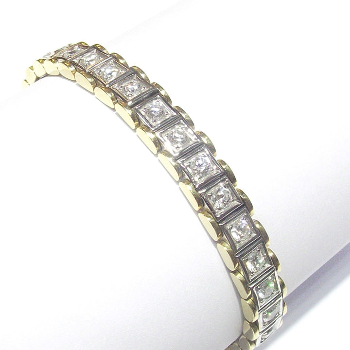 Sidalo-Tennisarmband, 18 kt Weiß- und Gelbgold, 45,3 g Diamanten, 4,17 ct, Farbe G, Reinheit VS1 0004BR – Gioielleria Capodagli