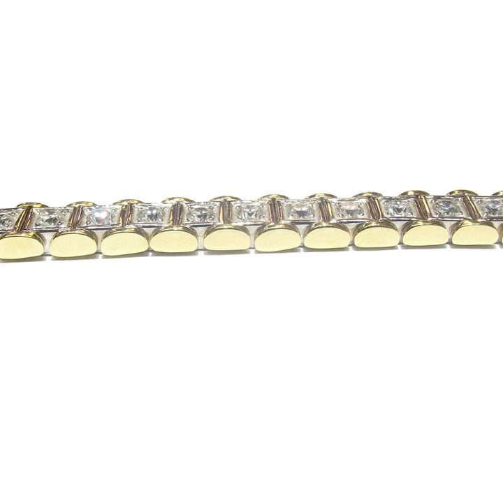 Sidalo-Tennisarmband, 18 kt Weiß- und Gelbgold, 45,3 g Diamanten, 4,17 ct, Farbe G, Reinheit VS1 0004BR – Gioielleria Capodagli