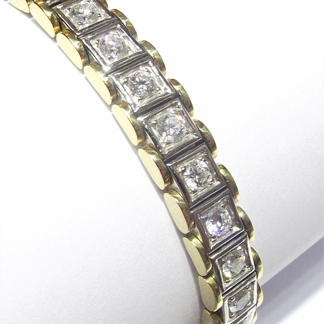 Sidalo-Tennisarmband, 18 kt Weiß- und Gelbgold, 45,3 g Diamanten, 4,17 ct, Farbe G, Reinheit VS1 0004BR – Gioielleria Capodagli