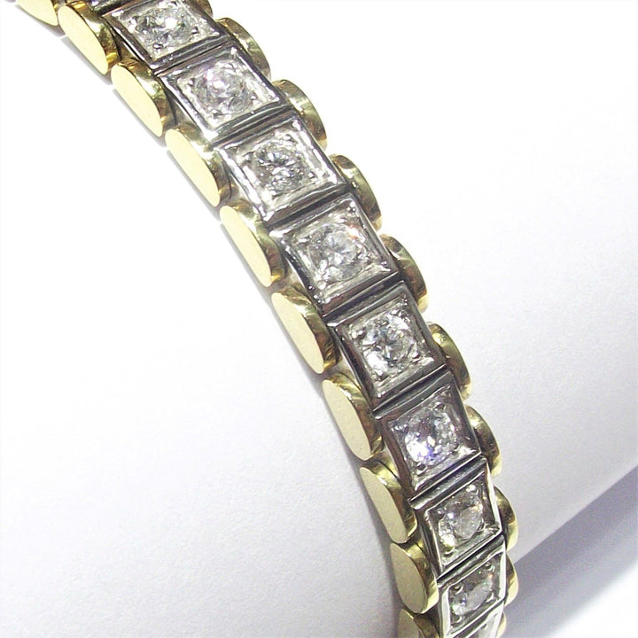 Sidalo-Tennisarmband, 18 kt Weiß- und Gelbgold, 45,3 g Diamanten, 4,17 ct, Farbe G, Reinheit VS1 0004BR – Gioielleria Capodagli