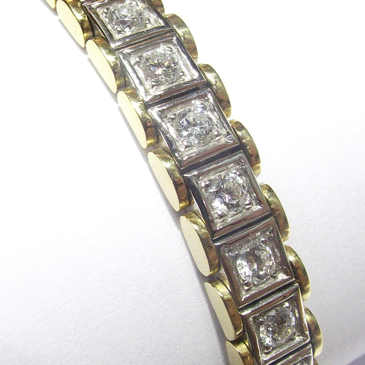 Sidalo-Tennisarmband, 18 kt Weiß- und Gelbgold, 45,3 g Diamanten, 4,17 ct, Farbe G, Reinheit VS1 0004BR – Gioielleria Capodagli