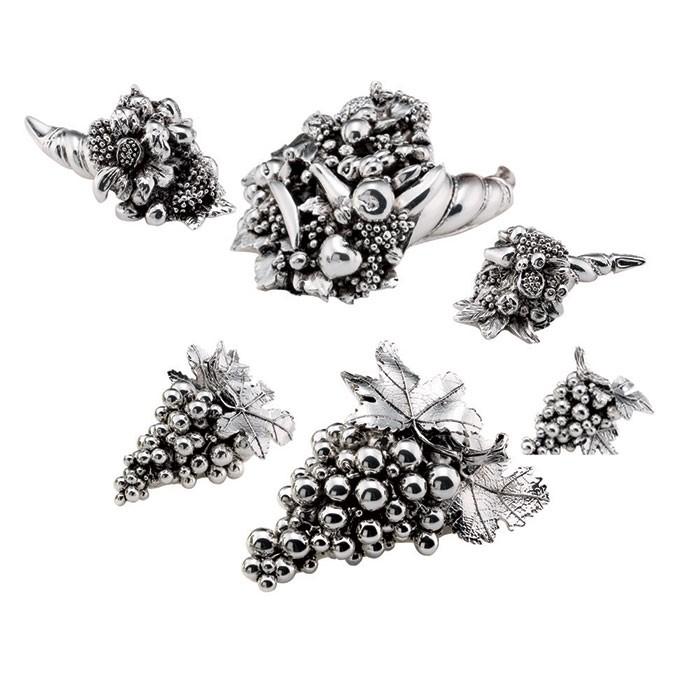 Sovrani cornucopia frutta resina 7cm laminato argento R 17866 - Gioielleria Capodagli