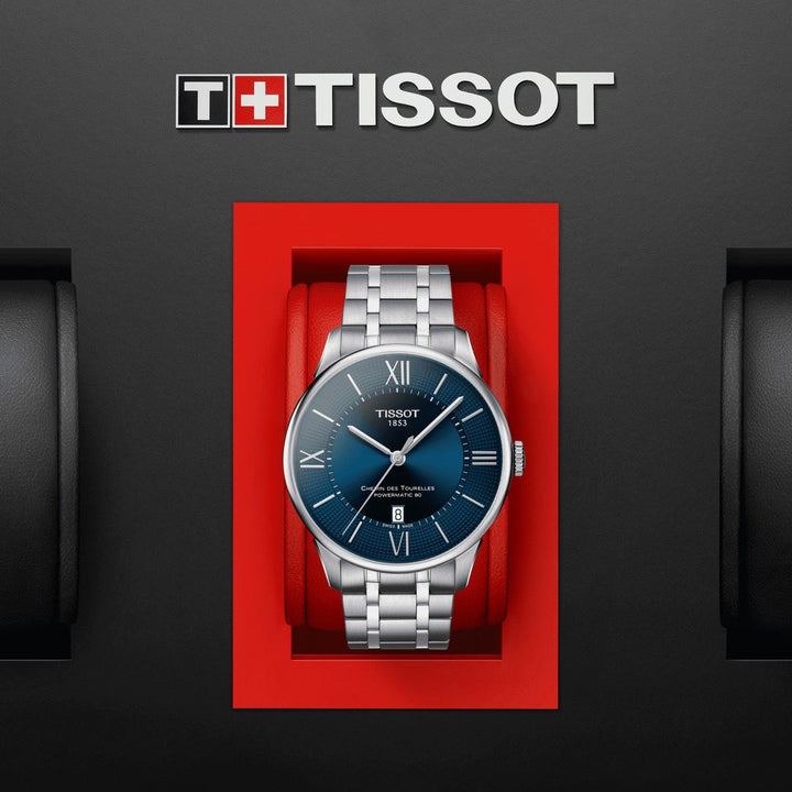 Tissot orologio Chemin des Tourelles Powermatic 80 42mm blu automatico acciaio T099.407.11.048.00 - Capodagli 1937