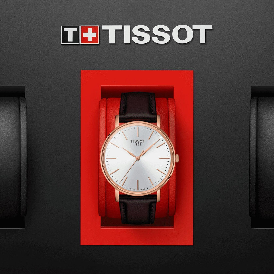 Tissot orologio Everytime Gent 40mm argento quarzo acciaio finitura PVD oro rosa T143.410.36.011.00 - Capodagli 1937