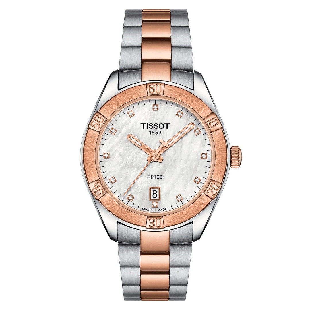 Tissot orologio PR 100 Sport Chic 36mm madreperla quarzo acciaio finitura PVD oro rosa T101.910.22.116.00 - Capodagli 1937