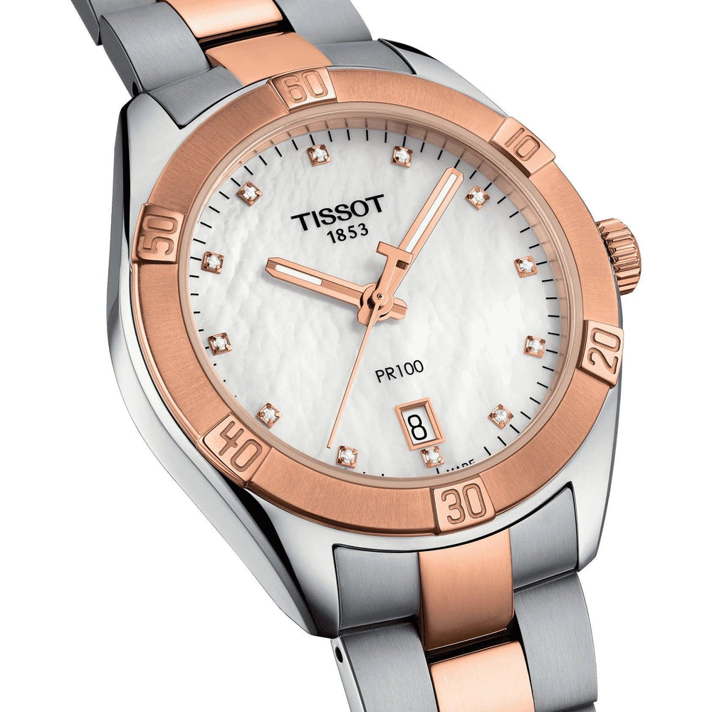 Tissot orologio PR 100 Sport Chic 36mm madreperla quarzo acciaio finitura PVD oro rosa T101.910.22.116.00 - Capodagli 1937