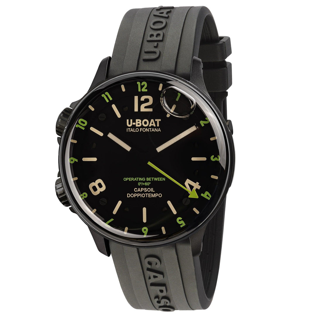 U-BOAT orologio Capsoil Doppiotempo DLC Green Rehaut 45 mm nero acciaio 8840/B - Capodagli 1937