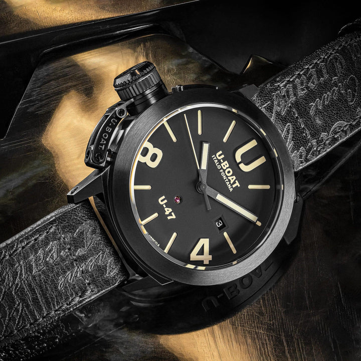 U-BOAT orologio Classico U-47 AB1 47mm nero automatico acciaio finitura PVD nero 9160 - Capodagli 1937