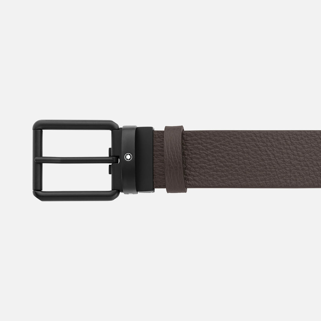 Montblanc 35mm Belt Black PVD Black Leather Black/Marrone 131187