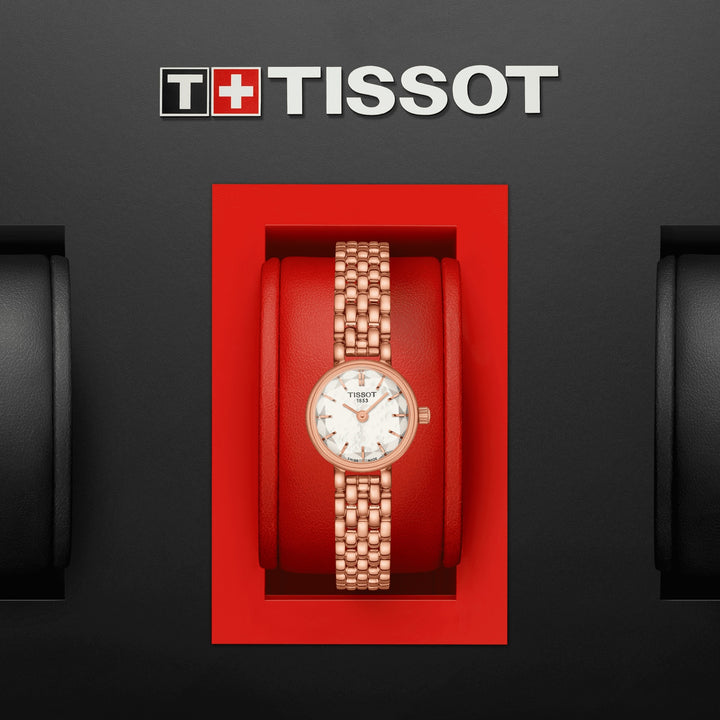 Tissot Watch Lovely Round 19,5 mm Madreper Perf Quartz Steel Finish PVD Gold Rose T140,009.33.111.00